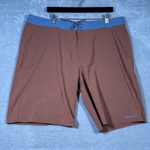 Patagonia Hydropeak Boardshorts Mens 40 Brown Blue Swim Trunks‎ Recycled Eco